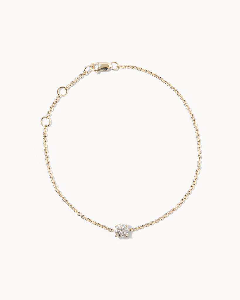 Recycled 9ct solid yellow gold bracelet with white diamond handcrafted in London by Maya Magal London