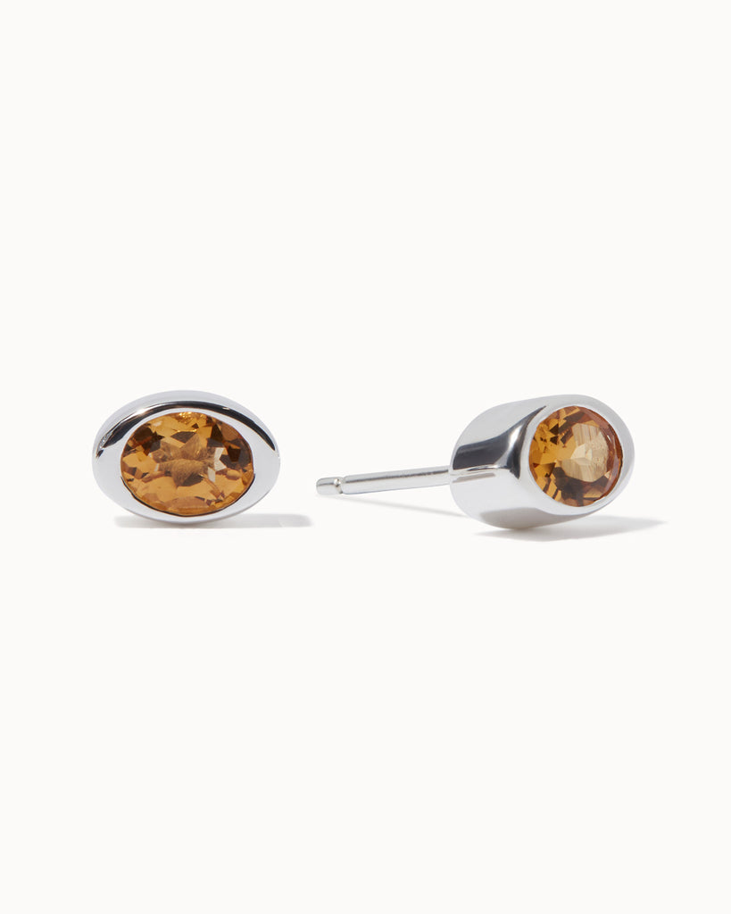 citrine and sterling silver gemstone stud earrings by maya magal london