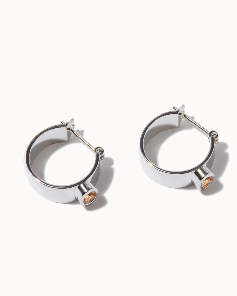 maya magal london handcrafted sterling silver and citrine hoop earrings 