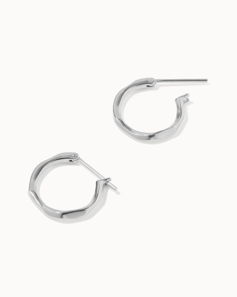 recycled 925 sterling silver lava hoop earrings handcrafted in London by Maya Magal