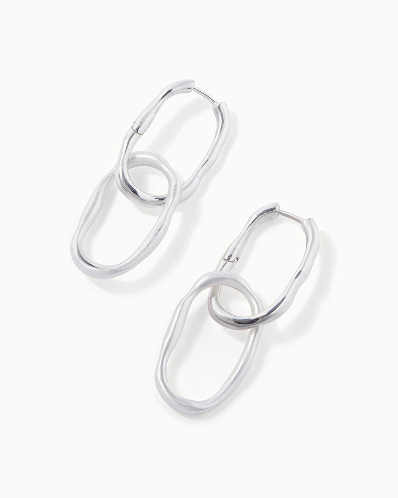 organic shaped earrings handmade in recycled silver by maya magal jewellery