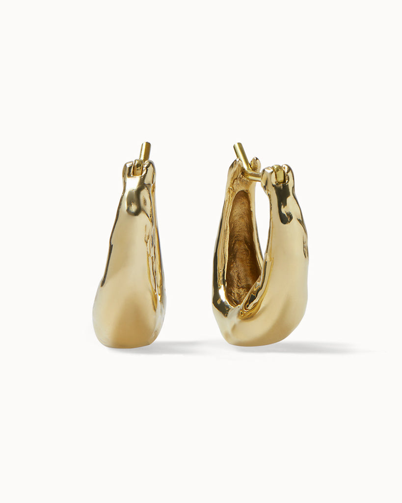 recycled solid gold chunky hoop earrings handcrafted by maya magal jewellery