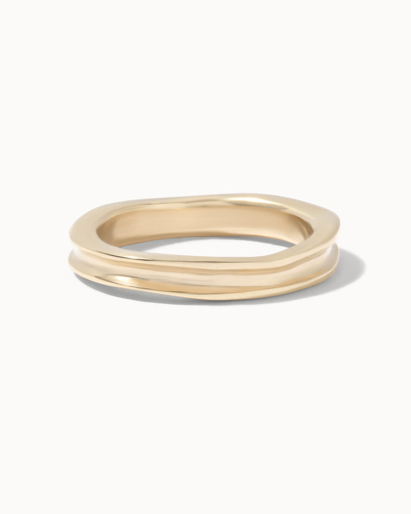 Recycled solid gold concave ring handcrafted in London by Maya Magal London