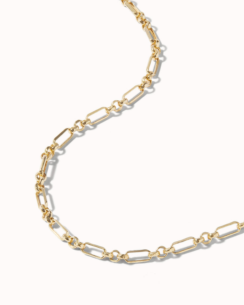 recycled 9ct solid yellow gold figaro chain handcrafted in London by Maya Magal