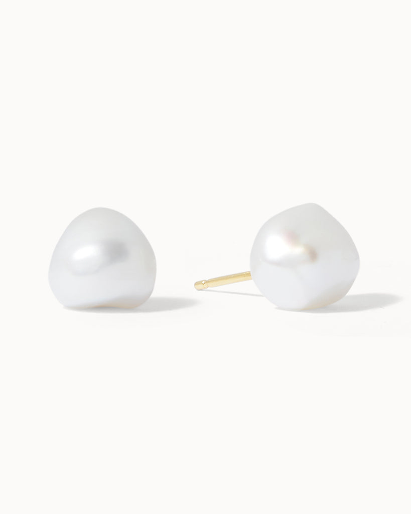 9ct Solid Gold Pearl Stud Earrings handmade in London by Maya Magal luxury jewellery brand