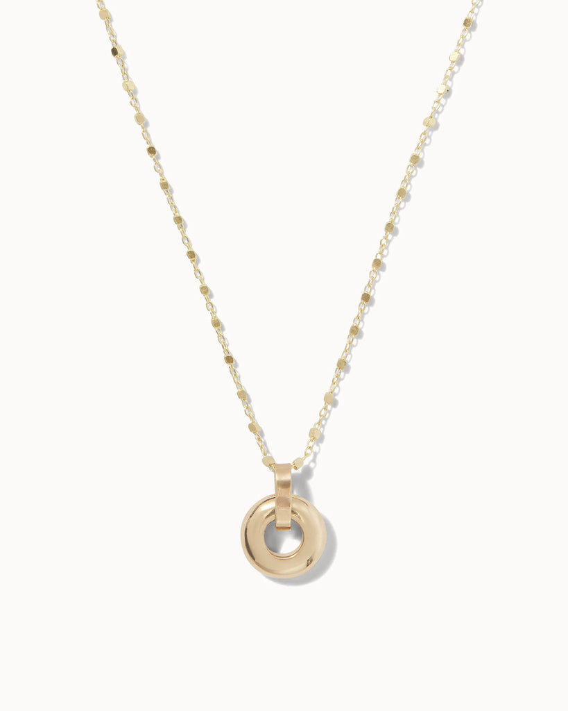 Recycled 9ct solid gold chain with 9ct solid gold open circle charm handmade in London by Maya Magal London