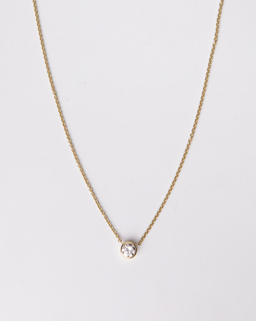 0.8ct lab grown white brilliant cut diamond necklace made of 9ct solid yellow gold Handcrafted in London by Maya Magal London