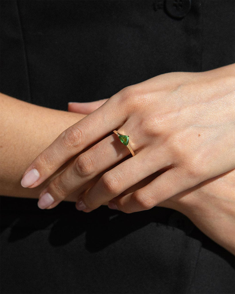 Bright green sapphire solitaire ring Handmade in our London workshop with an ethically sourced gemstone and recycled solid gold by Maya Magal London