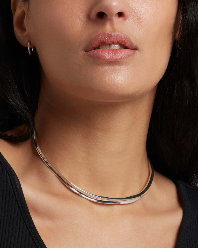 Recycled 925 sterling silver choker necklace handcrafted in London by Maya Magal London