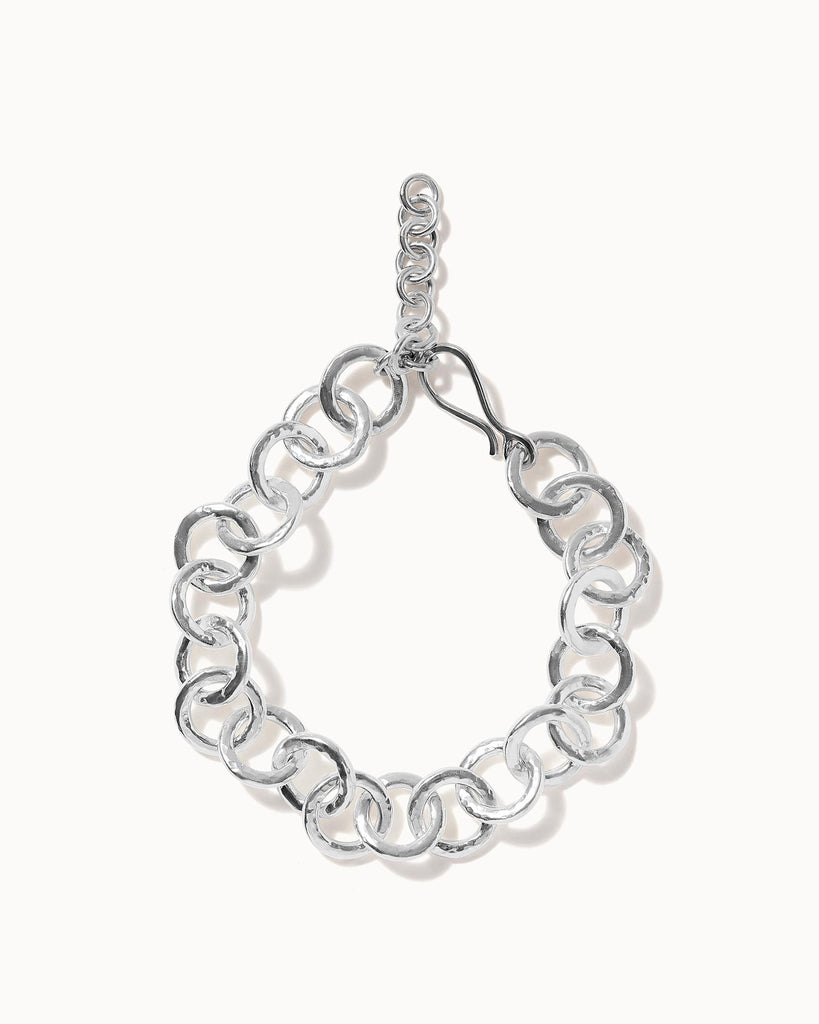 statement chain bracelet with hammered texture Handcrafted in sterling silver in London by Maya Magal London