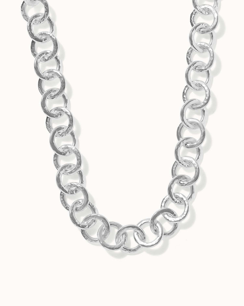 statement chain necklace with hammered texture Handcrafted in sterling silver in London by Maya Magal London