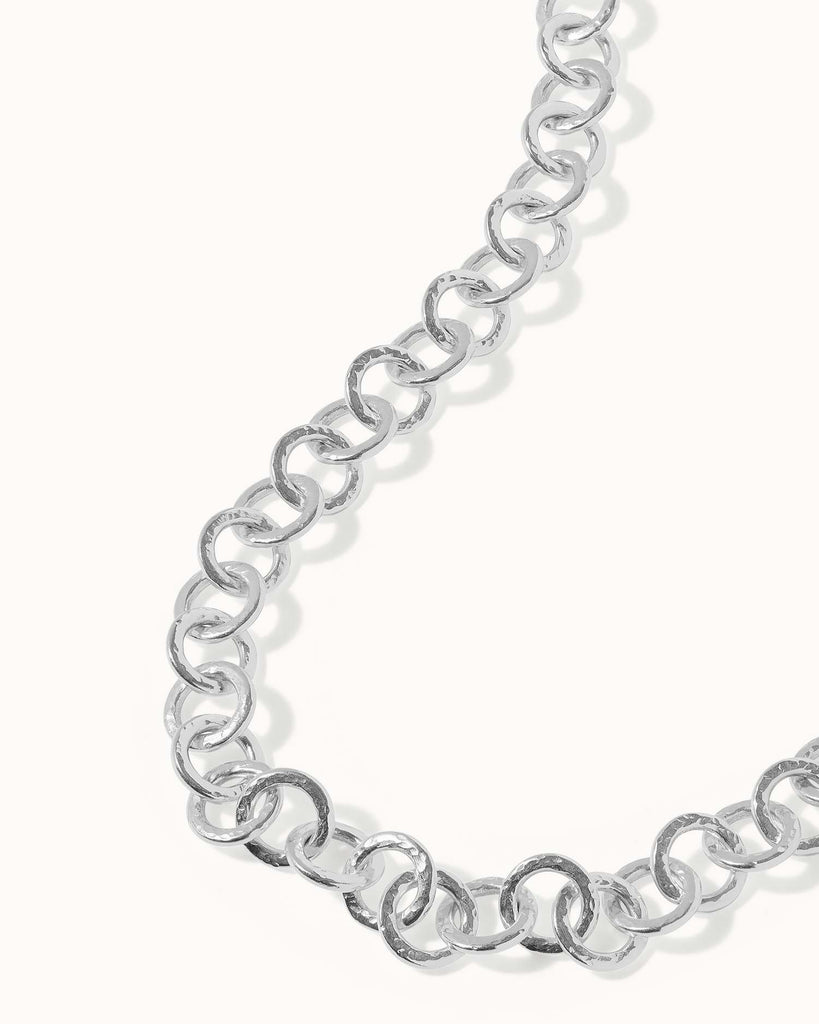 statement chain necklace with hammered texture Handcrafted in sterling silver in London by Maya Magal London