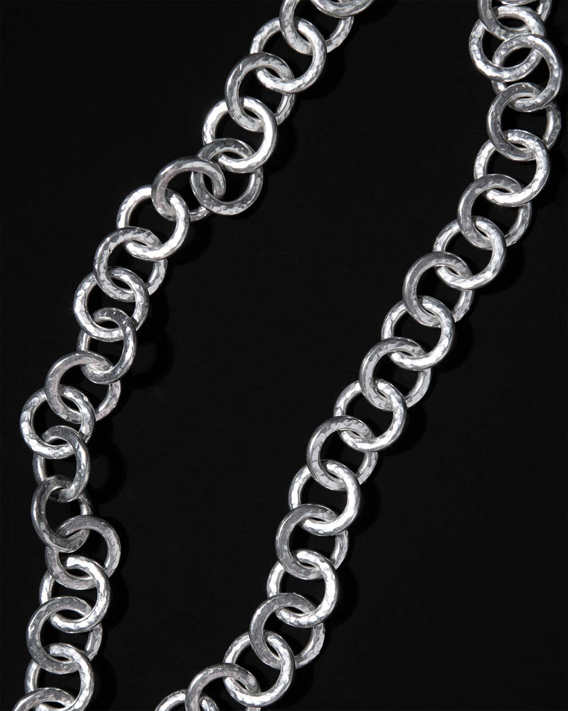 statement chain necklace with hammered texture Handcrafted in sterling silver in London by Maya Magal London