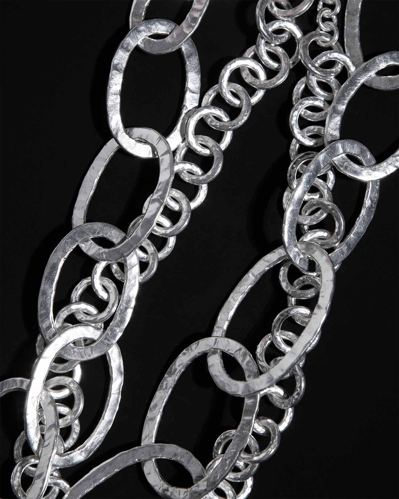 statement chain necklace with hammered texture Handcrafted in sterling silver in London by Maya Magal London