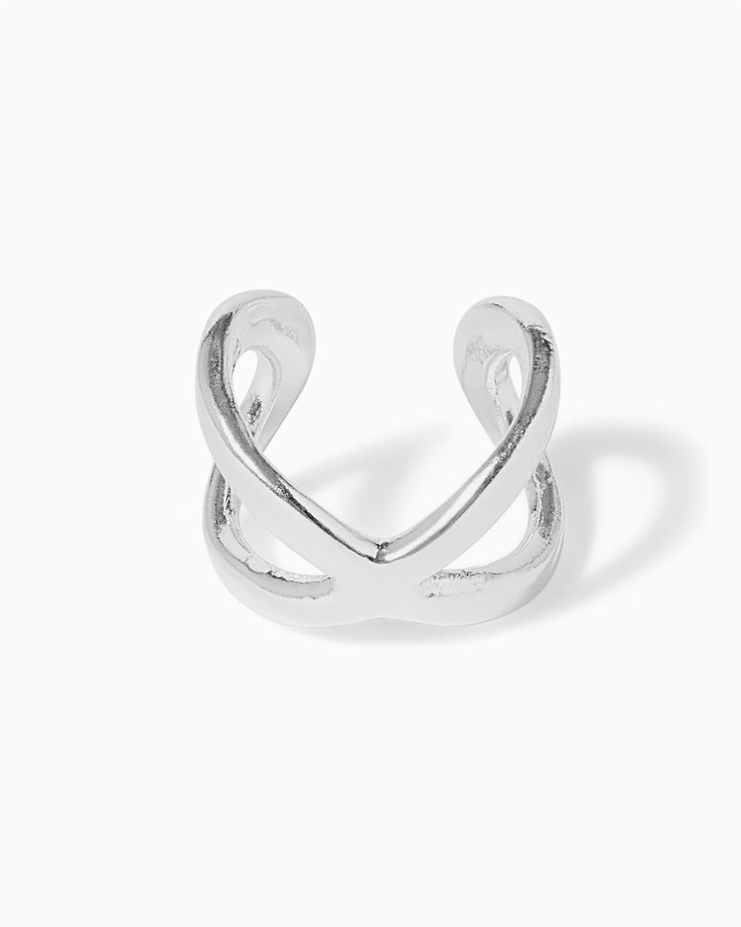 sterling silver ear cuff featuring a cross detail handcrafted in London by Maya Magal London