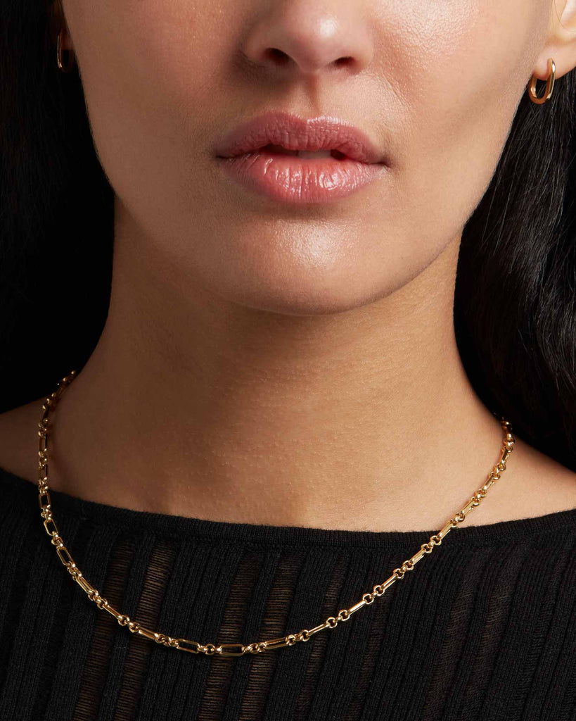 recycled 9ct solid yellow gold figaro chain handcrafted in London by Maya Magal