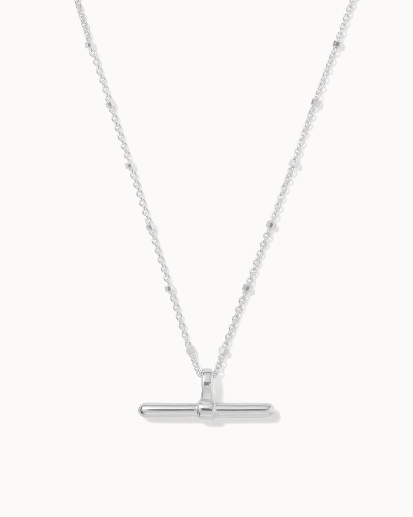 Recycled 925 sterling silver chain with t-bar charm handmade in London by Maya Magal London