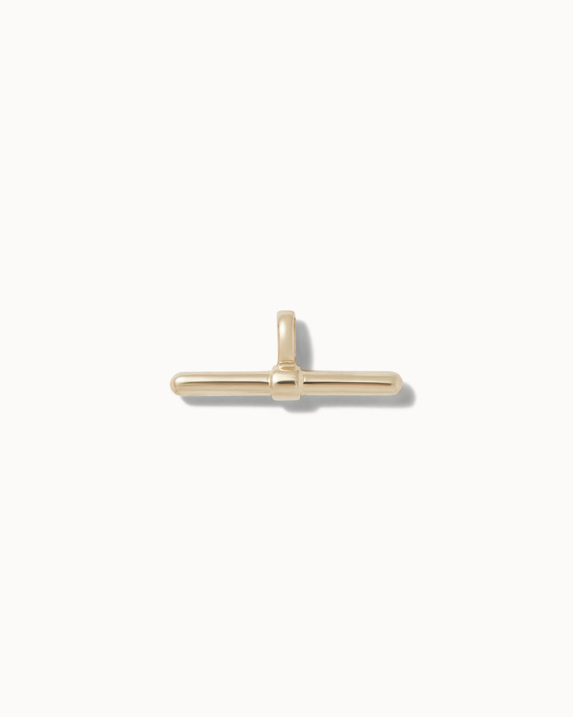 Recycled 9ct solid gold t-bar charm handmade in London by Maya Magal London