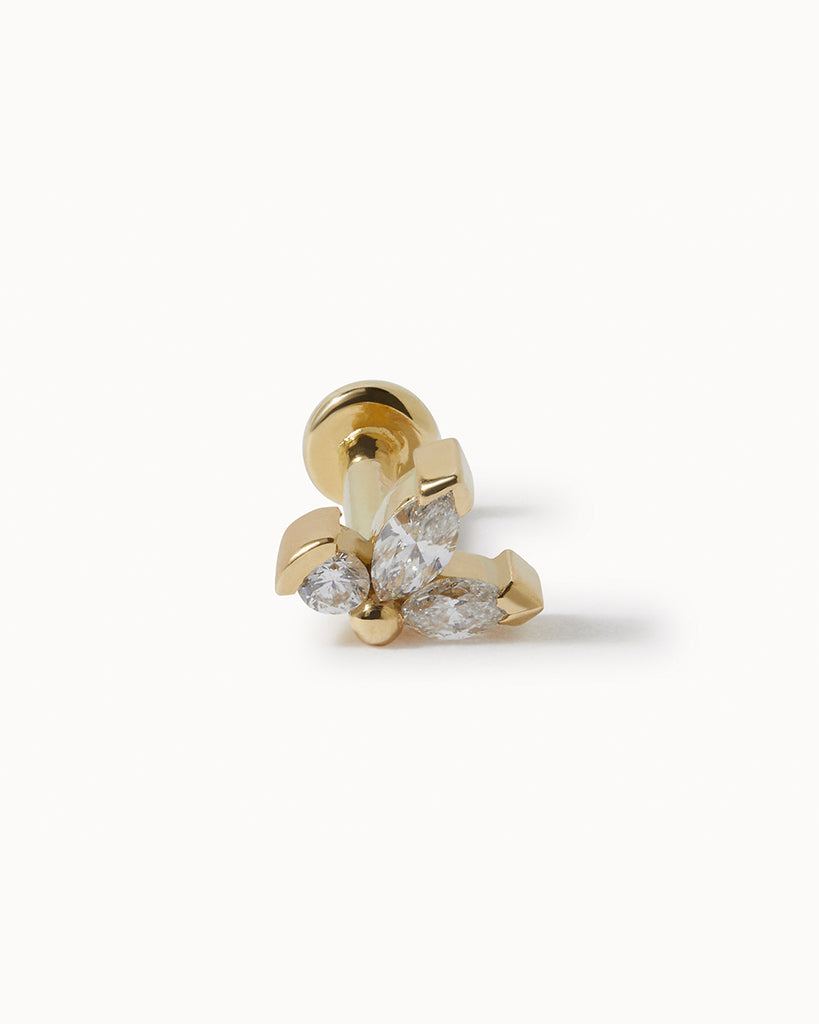 9ct Solid Gold Fleur Diamond Cartilage Stud handmade in London by Maya Magal sustainable jewellery brand