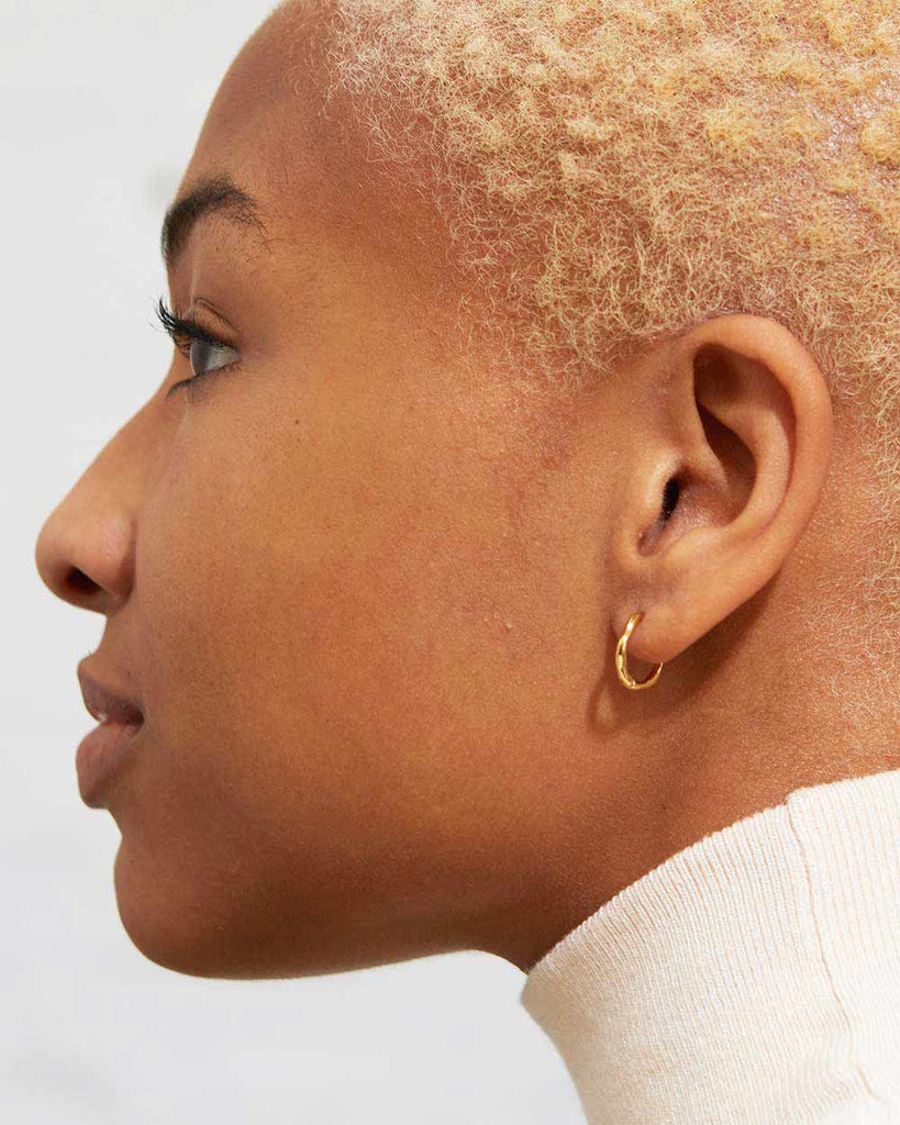 18ct Gold Plated Huggie Hoop Earrings handmade in London by Maya Magal modern jewellery brand