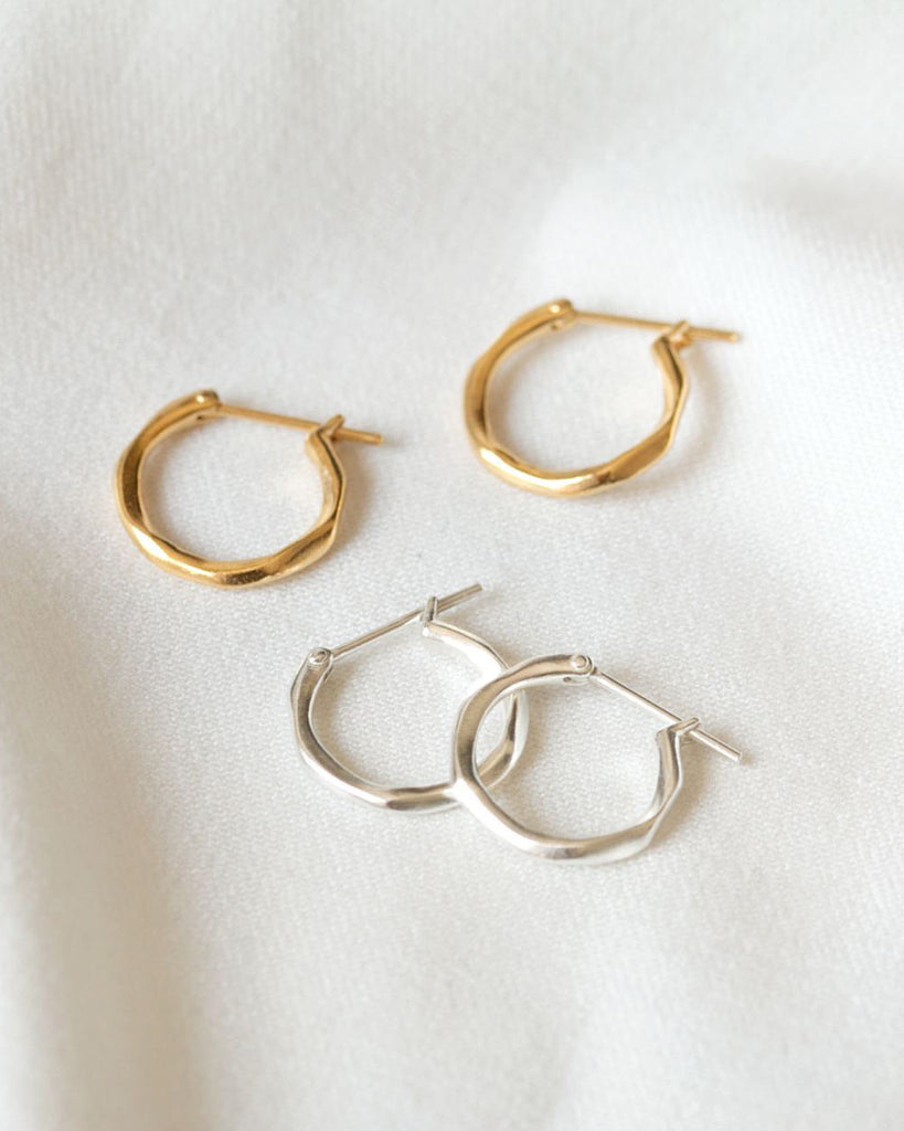 recycled 925 sterling silver lava hoop earrings handcrafted in London by Maya Magal