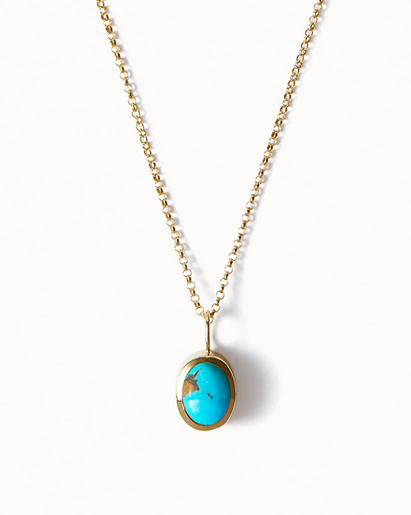 9ct Solid Gold Turquoise Necklace handmade in London by Maya Magal sustainable jewellery brand