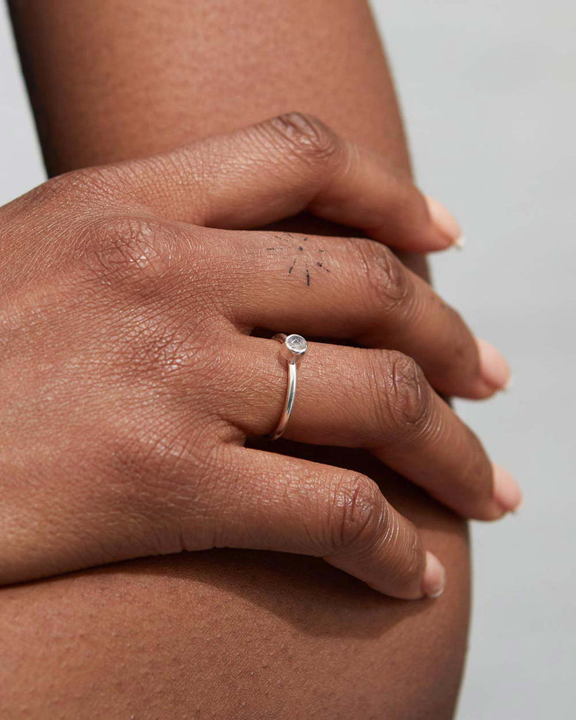 925 Recycled Sterling Silver Rough Gemstones Moonstone Ring handmade in London by Maya Magal contemporary jewellery brand