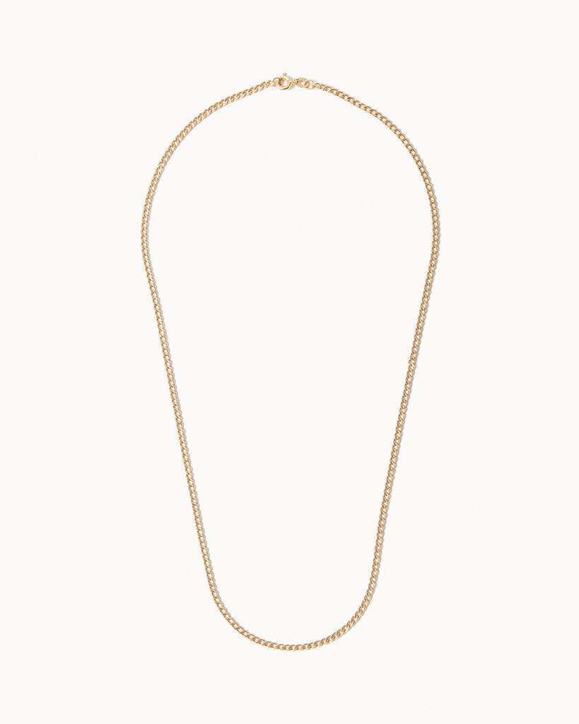 9ct Solid Gold Fine Curb Chain handmade in London by Maya Magal sustainable jewellery brand