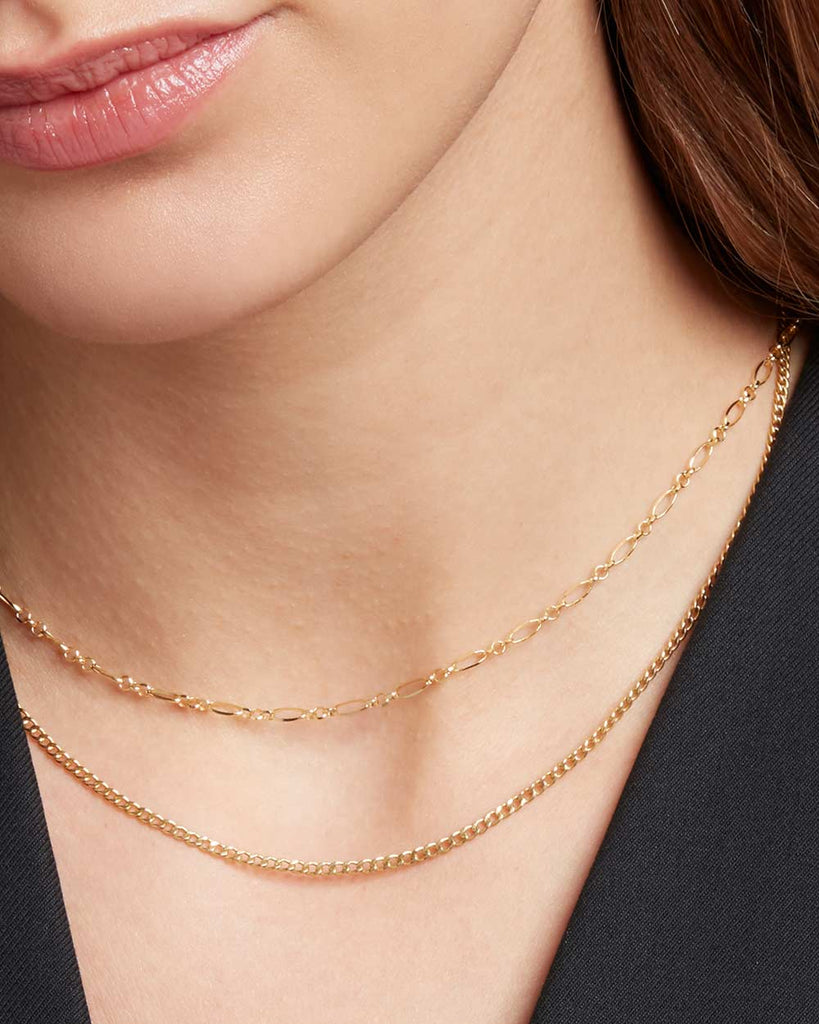 9ct Solid Gold Fine Figaro Chain handmade in London by Maya Magal sustainable jewellery brand