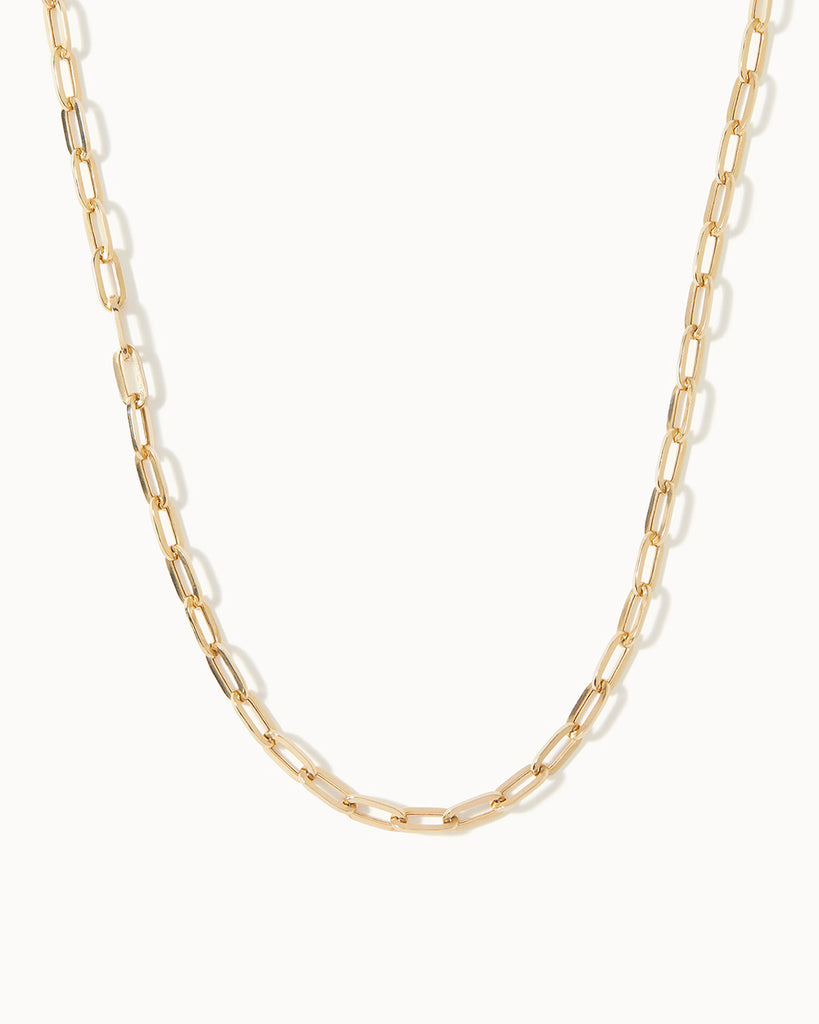 9ct Solid Gold Heavy Paper Chain Necklace handmade in London by Maya Magal sustainable jewellery brand