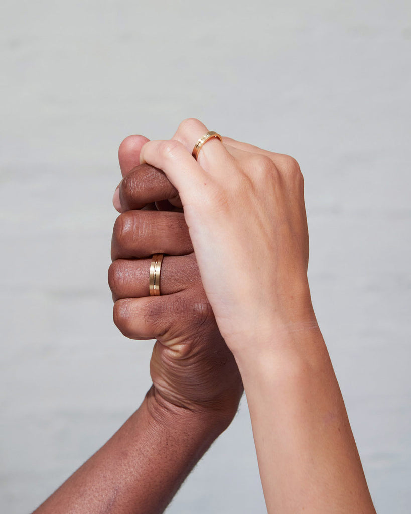 9ct Solid Gold Flat Court Groove Ring - 3mm Band handmade in London by Maya Magal unisex jewellery brand